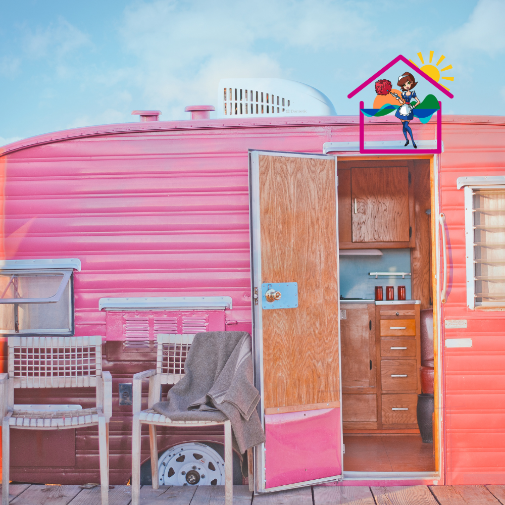House cleaning Surf coast 5 Airbnb caravan surf coast with the maids logo on it