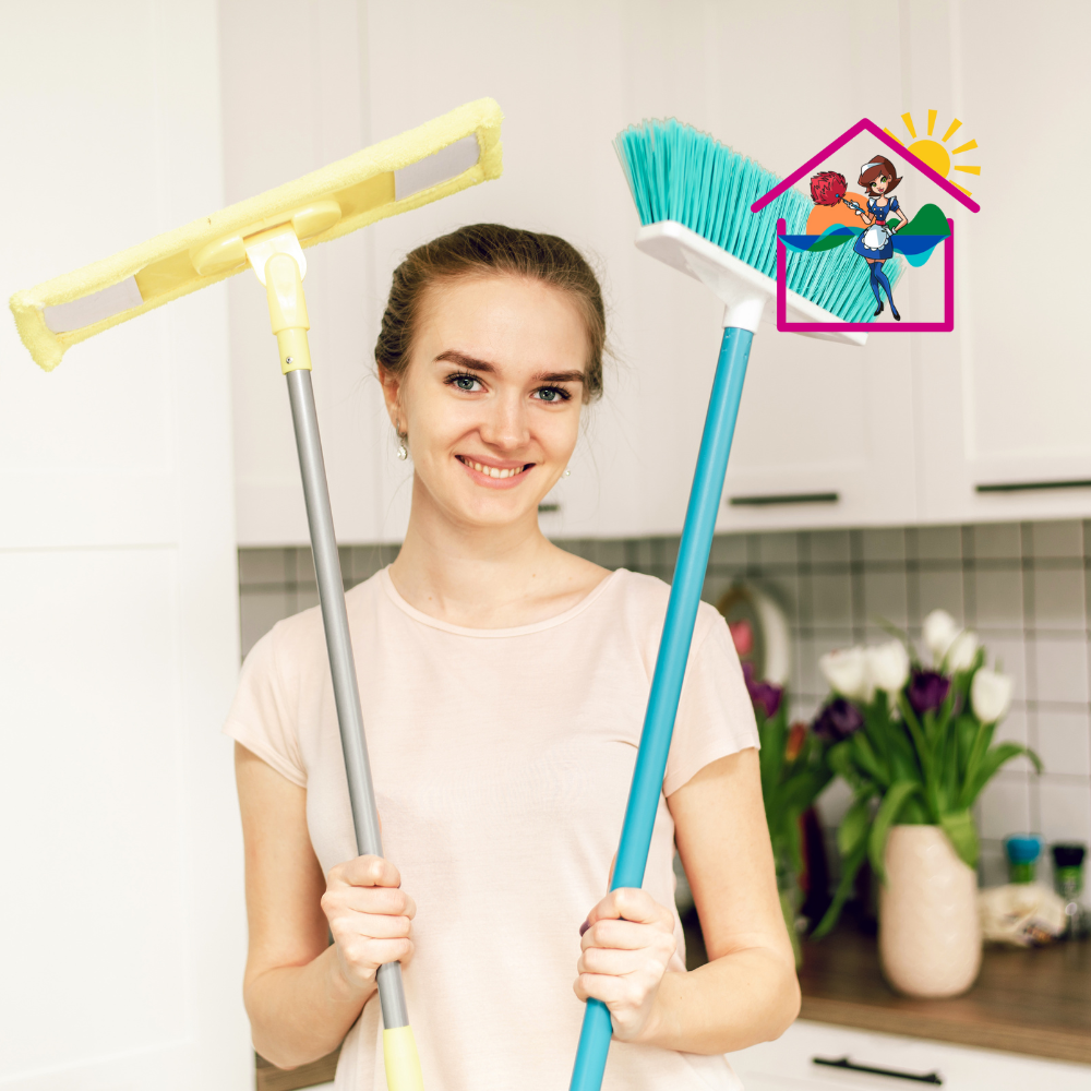 House cleaning Surf coast 9 young women holding cleaning equipment up for standard cleaning