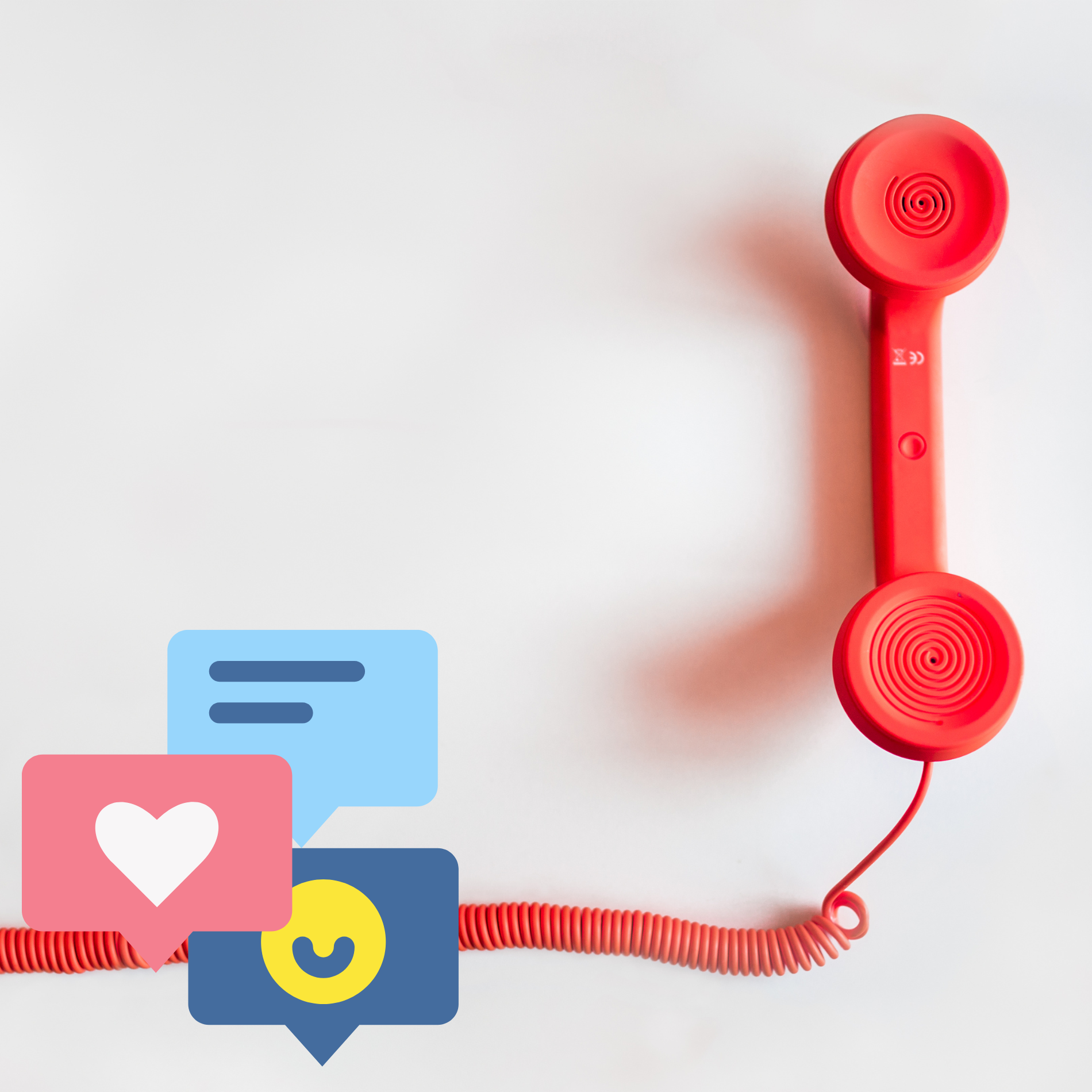 image of telephone of the maids and messenger symbols bottom right